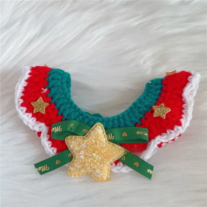 Colliers de noël pour animaux de compagnie, décorations de noël pour chat et chien, colliers tricotés en dentelle pour animaux de compagnie, écharpe en laine, cadeau du nouvel an, accessoires pour chi