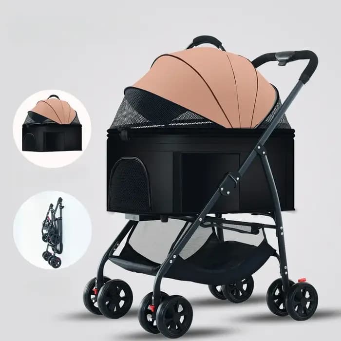 Nouvelle poussette pliable pour animaux de compagnie, poussette détachable pour animaux de compagnie, transporteur pour animaux de compagnie, fournitures de voyage pour chats, panier pour chat léger e