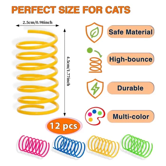 Jouet à ressort pour chat (lot de 24 pièces), ressort en spirale en plastique pour jouets pour chat, utilisé pour tapoter, mordre, chasser et jouer activement et sainement