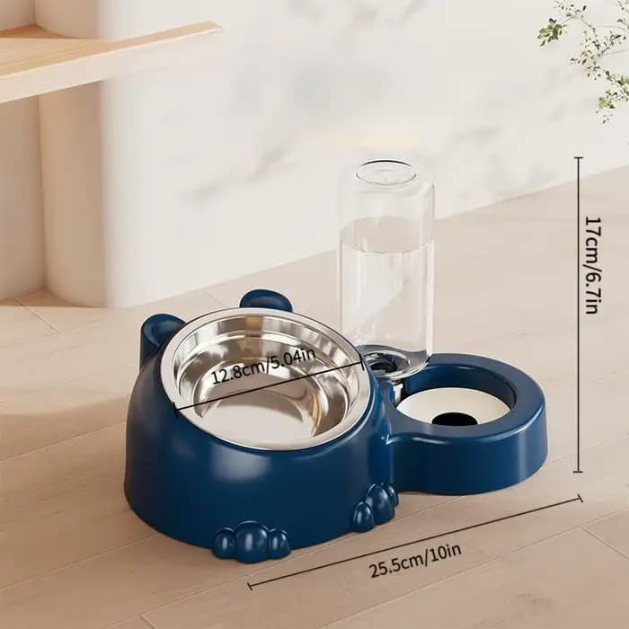 Gamelle pour animaux de compagnie 2-en-1 avec distributeur d'eau automatique