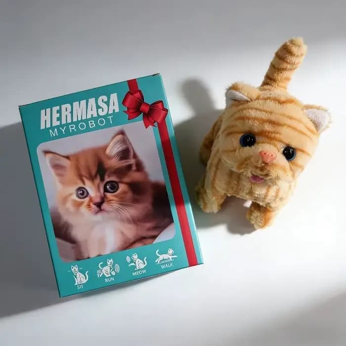 Jouet de chat électrique intelligent en peluche, réaliste, qui marche et ronronne, animal en peluche mignon et interactif, poupée pour enfants, cadeau d'anniversaire pour garçons et filles