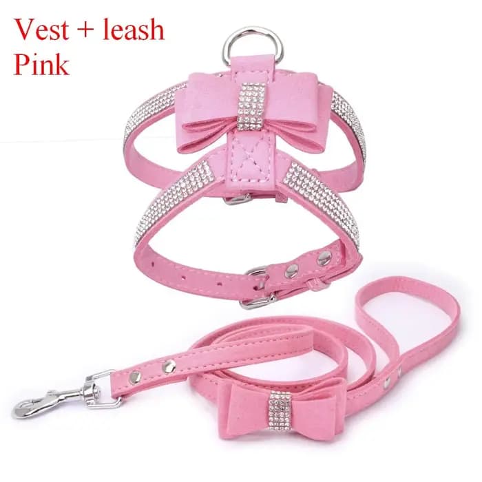 Laisse harnais pour animaux de compagnie avec strass cristal scintillant