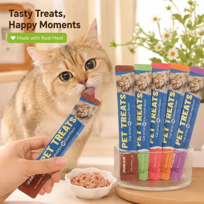 Friandises Premium pour Chats : Bâtonnets de Nourriture Humide pour Chats Adultes et Chatons – Snacks Nutritifs, Friandises Mâchables Douces, Aliments pour Animaux à Saveurs Multiples