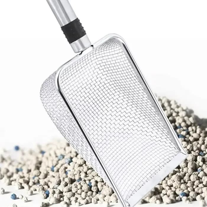 Pelle à litière pour chat en acier inoxydable, poignée durable, facile à nettoyer, conception anti-odeur, pelle à excréments pour animaux de compagnie