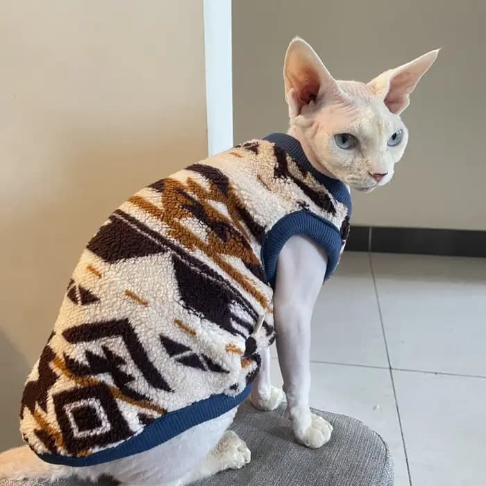 Gilet chaud de Noël pour chats Chat Pull Chatons Polaire Chaude Manches Courtes Marron Sweat-shirt