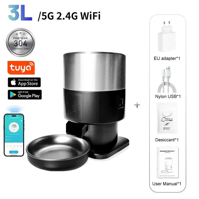 Furpipi mangeoire automatique pour chat avec caméra Full HD et Vision nocturne 5G WiFi Tuya APP contrôle distributeur de nourriture chronométré pour chats et chiens