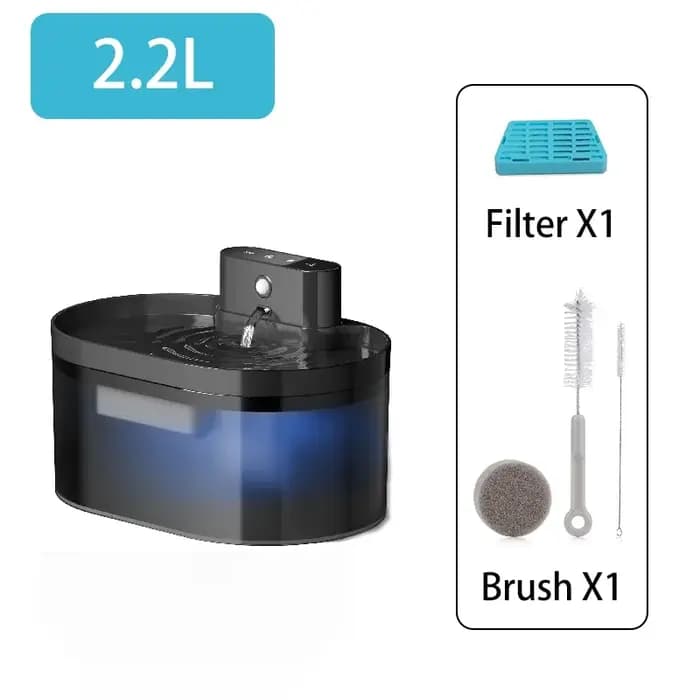 Fontaine à eau sans fil pour chat de 2,2 L, fonctionne sur piles, fontaine à eau automatique pour animaux de compagnie avec capteur de mouvement, distributeur d'eau pour chien et chat