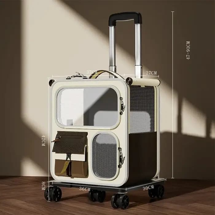 Sac de transport pour chat à roulettes pour chats de grande taille et petits chiens jusqu'à 10 kg Idéal pour les voyages