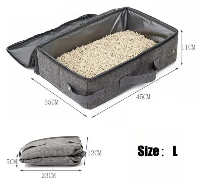 Bac à litière pliable portable pour chat – Toilettes de voyage étanches pour camping/supports