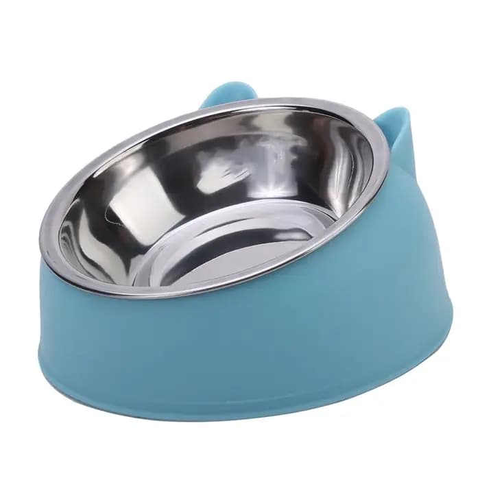 1PC chat bol belle créative incliné chaton chiot nourriture bols d'alimentation en acier inoxydable chats boire mangeoire animaux de compagnie chiens chats mangeoires