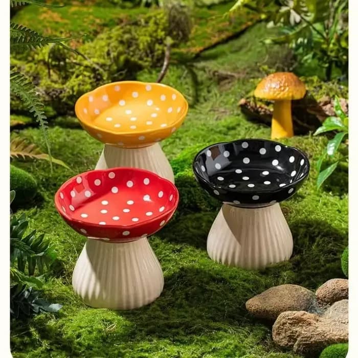 Bol à champignons bol d'alimentation pour chat en résine décoration de la maison Statues extérieures artisanat ornements