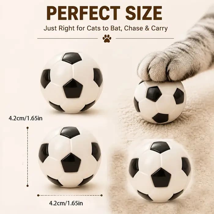 Lot de 4 jouets de football pour chat : balle rebondissante interactive pour chatons et chats adultes – Le jouet de divertissement intérieur idéal