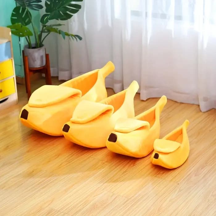 Lit pour chat banane, maison drôle et confortable