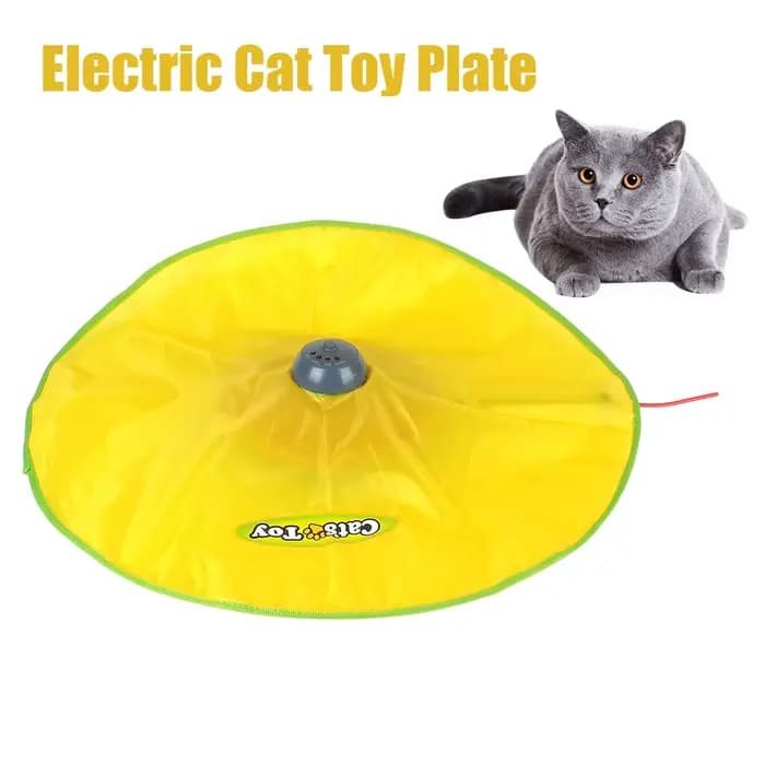 Jouet Interactif pour Animal de Compagnie, 4 Vitesses, Mouvement existent, Tissu de Souris Sous Couverture, Plumes Mobiles, Plaque Électrique pour Chat