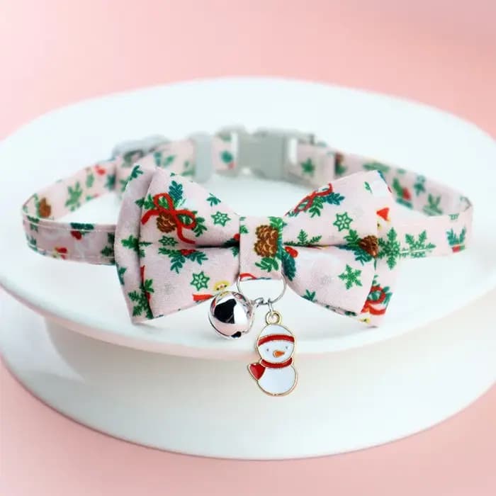 Collier de chat réglable, collier de noël pour animaux de compagnie, avec cloches et nœuds, petit pendentif, décoration pour éviter de perte pour chats et chiots
