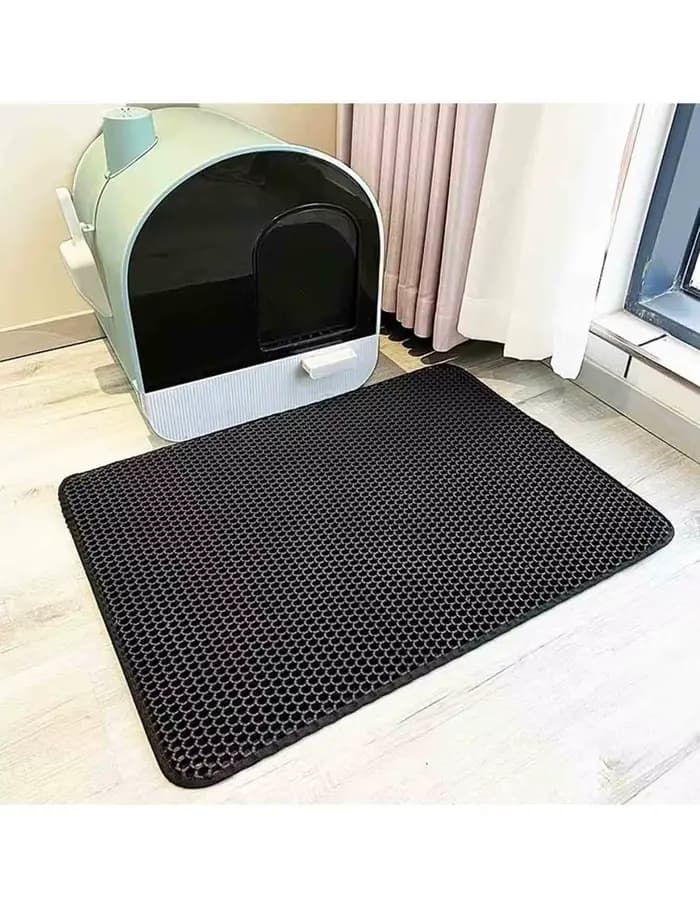 Tapis de litière pour chat double couche, antidérapant, grand format, filtre pour bac à litière, résistant à l'usure, imperméable, tapis de litière pour chat antidérapant