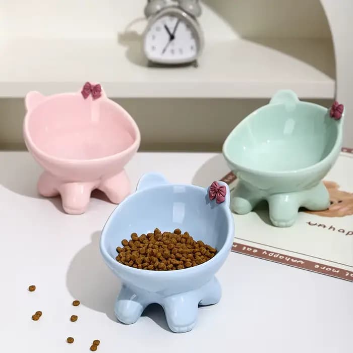 Bol de nourriture inclinable en céramique pour chat