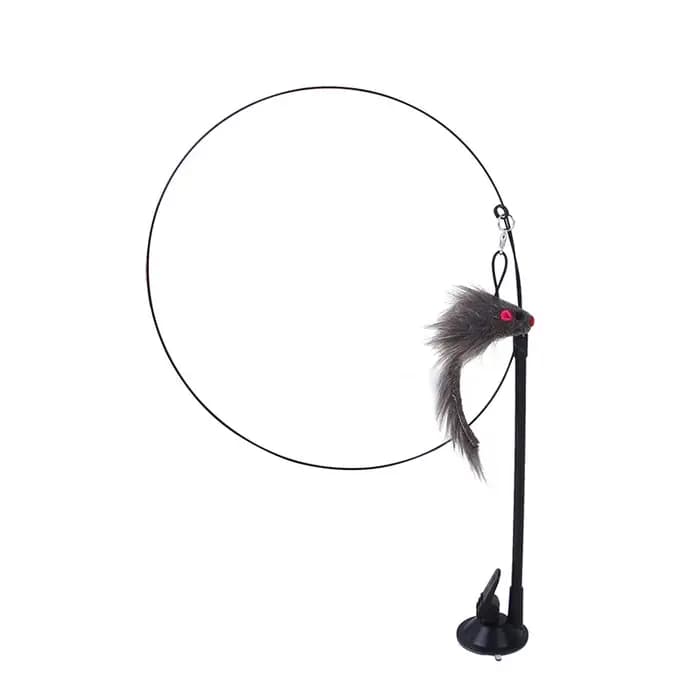 Jouet pour chat : Baguette interactive avec oiseau simulé à ventouse, plumes et clochette, pour chaton, jouet de stimulation, accessoires pour chat