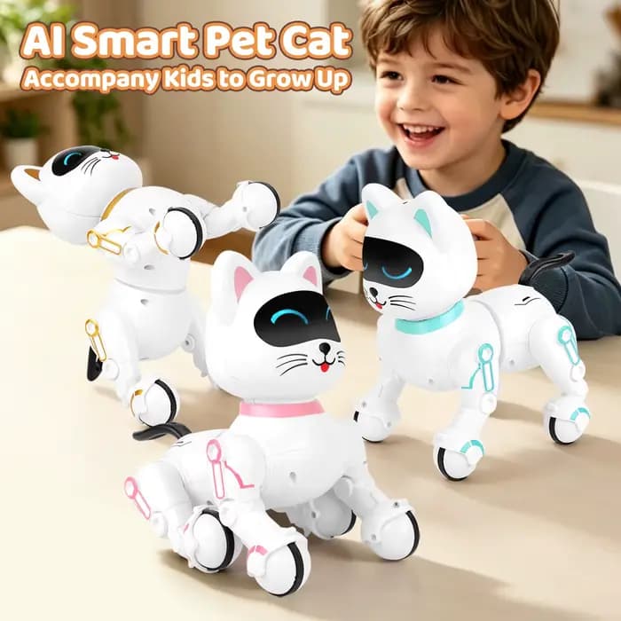 Nouveau Chat Mécanique Intelligent Télécommandé pour Enfants, Robot Électrique Garçon, Jouet Interactif Programmable pour Enfants, Cadeau