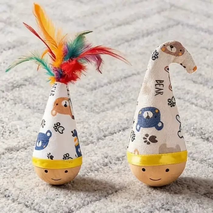 Jouet interactif pour chat : Toupie à plumes durable et résistante aux morsures pour stimuler l'énergie des chatons et les griffades