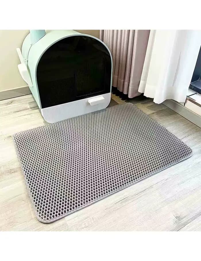 Tapis de litière pour chat double couche, antidérapant, grand format, filtre pour bac à litière, résistant à l'usure, imperméable, tapis de litière pour chat antidérapant