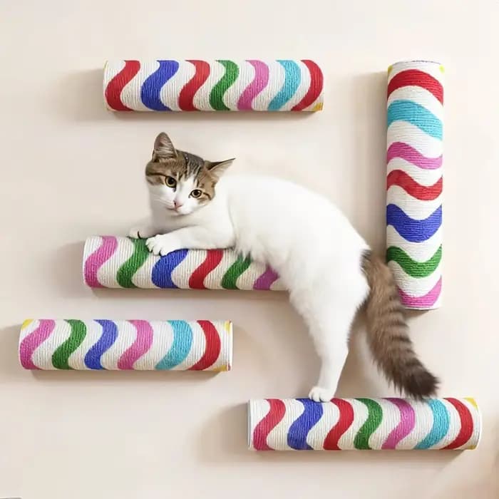 Planche à gratter murale pour chats, 7 couleurs, arbre à chat auto-adhésif, poste à gratter, jouet pour chats, échelle d'escalade, autocollant mural