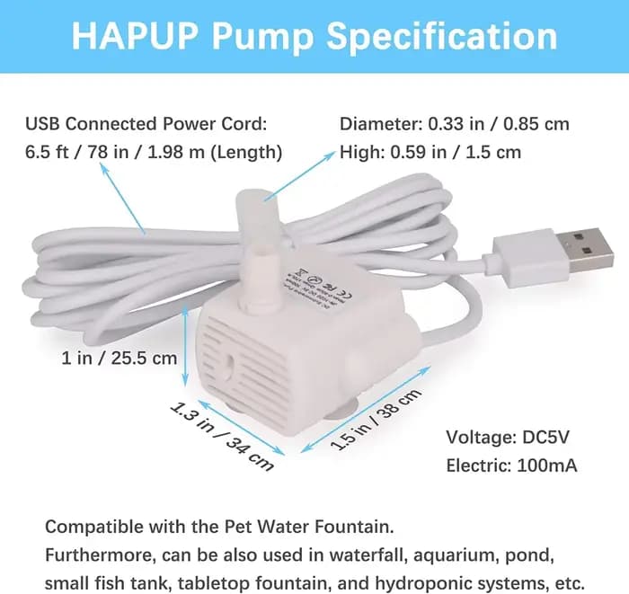 Pompe à eau pour animaux de compagnie, fontaine d'eau pour chat, moteur Anti-brûlure sec, remplaceme