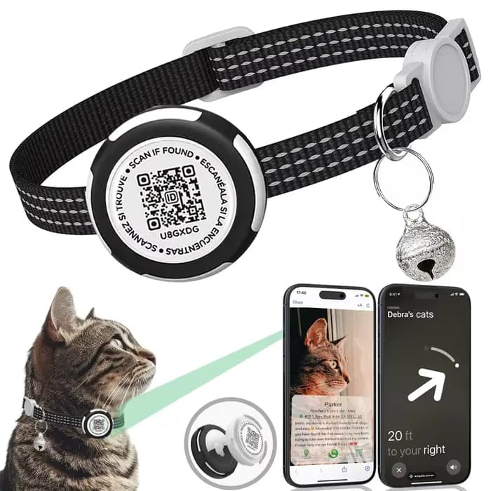 Collier chat avec boîtier de protection pour traceur GPS.étui Airtag