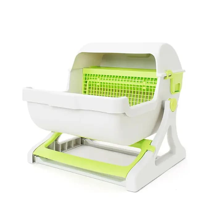 Bac à Litière pour Chat, Bac à Sable, Remplissage d'Escalier, Toilettes, Livres Autonome, Poubelle avec Clip Absorbant, Déchets, Assainissement