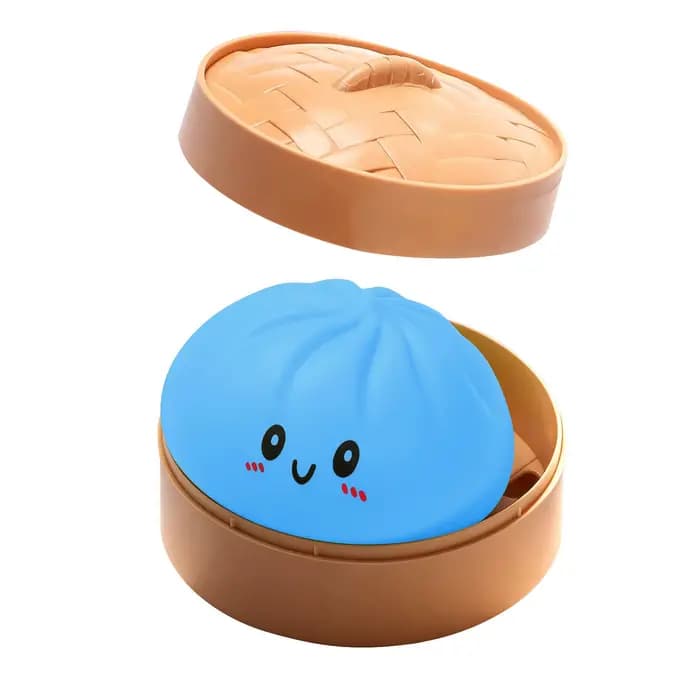 Jouet Squishy en forme de pain vapeur 2026 avec boîte de cuisson vapeur, jouet anti-stress à rebond,