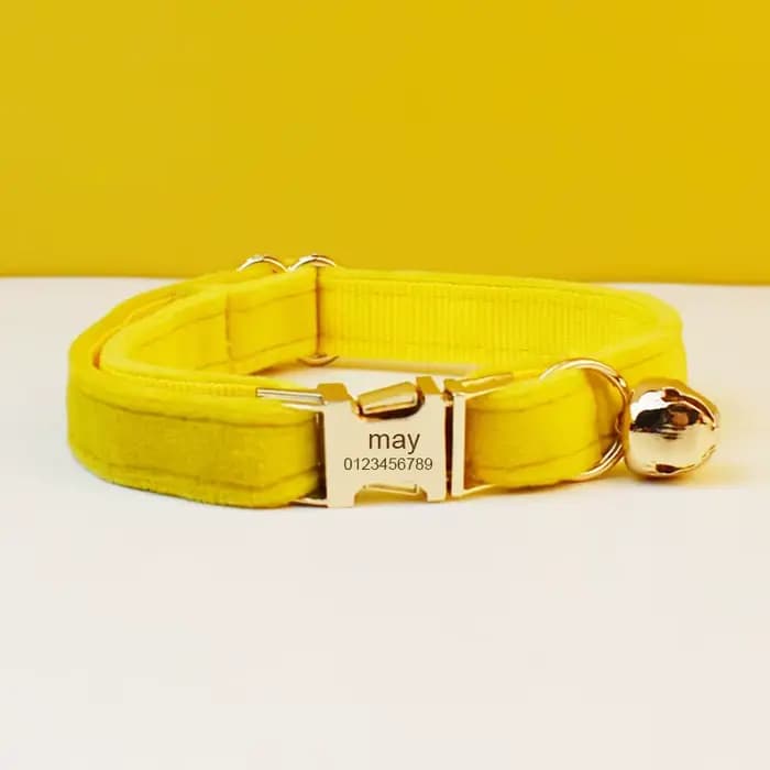 Collier pour chat en velours personnalisé avec étiquette d'identification, collier pour chaton avec