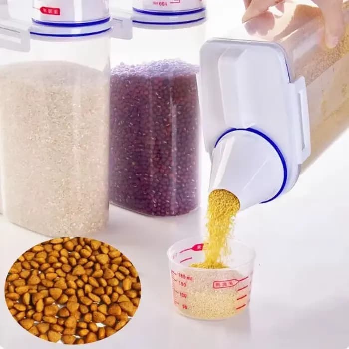 Réservoir de verrouillage de fraîcheur : stockage des aliments pour animaux de compagnie de 2 kg avec tasse à mesurer – Arrêtez des déchets!