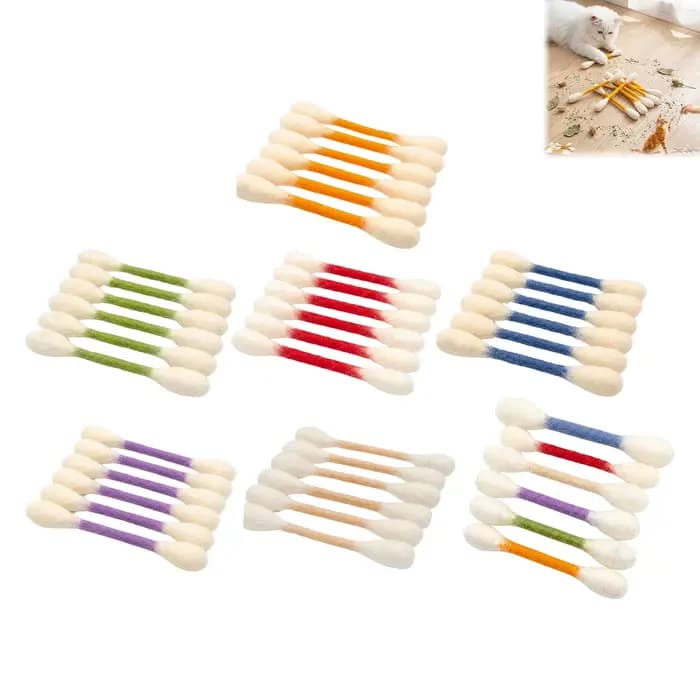 Jouets pour chat en feutre de laine, 6 pièces, pour jeu en intérieur, forme de coton-tige surdimensionnée avec herbe à chat, jouet interactif pour chat, cadeau durable et sûr